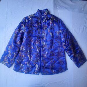 Chinatown Bazaar Chicago Brocade Jacket, Women's Size M, Royal Blue, Purple